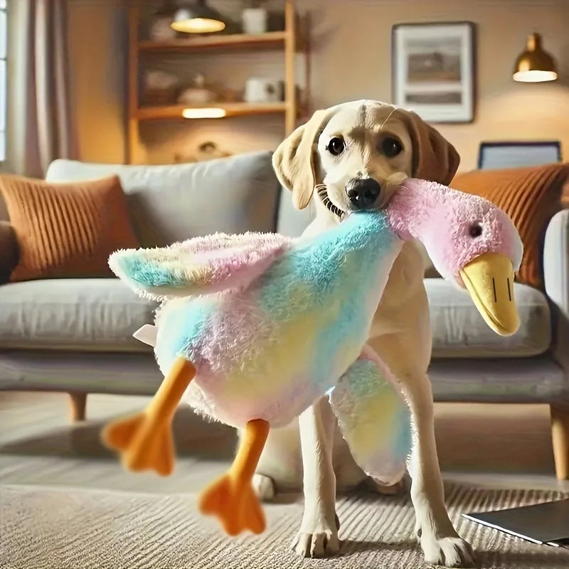 Peluche colorée en forme de canard de 50 cm pour chats et chiens, compagnon relaxant pour animaux de compagnie, compagnon pour chiens soulageant l'anxiété, cadeau pour animaux de compagnie permettant de libérer leur énergie