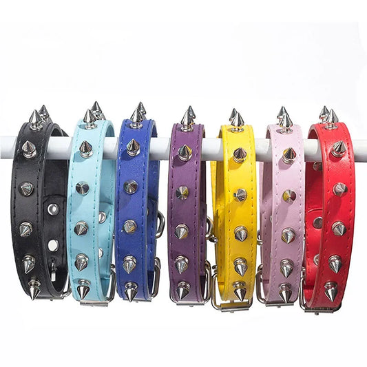 Collier en cuir clouté à pointes – Chien & chat – vue principale