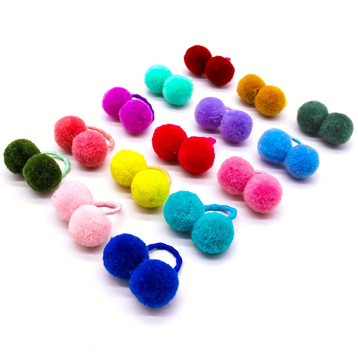 10pcs Cute Plush Pompom Hair Ties for Dogs and Cats - Fun and Stylish Pet Hair Accessories