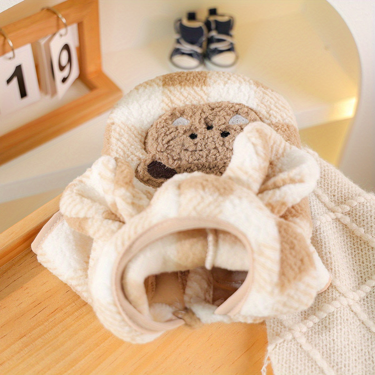 Sweat à carreaux ourson – Capuche avec petites oreilles – photo produit 5