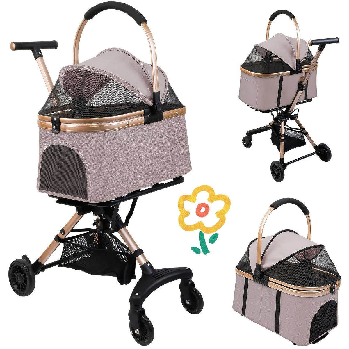 Poussette respirante pliable – Roues 360° – photo produit 14