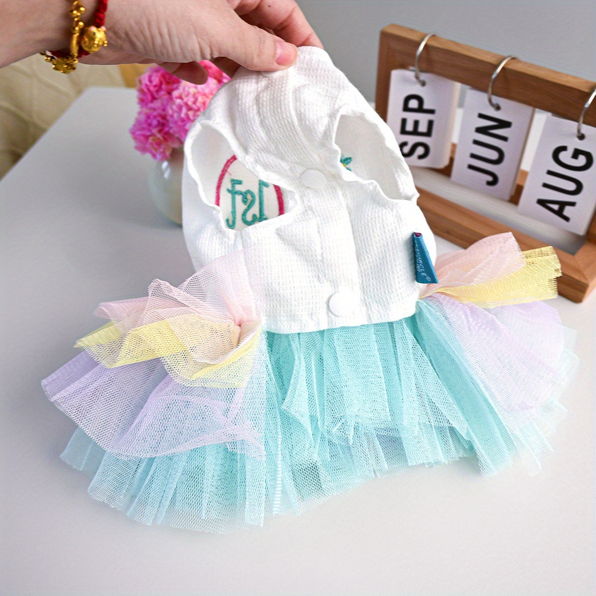 Robe Ma 1ère Pâques – Tulle multicolore – photo produit 4