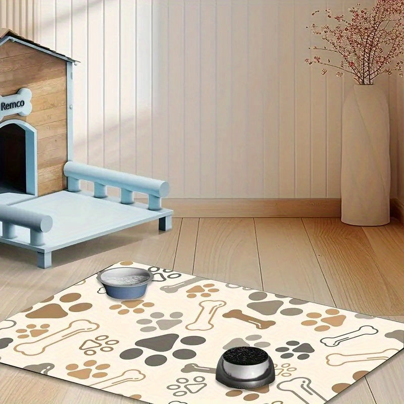 Tapis de gamelle beige – Motif pattes & os – photo produit 4