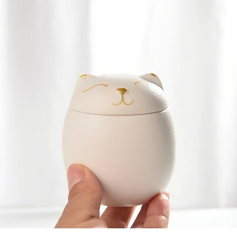 Urne céramique avec empreinte de patte – Noir ou blanc – vue principale