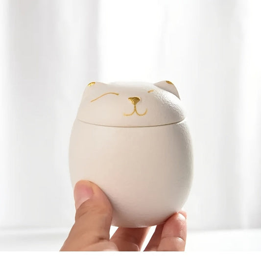 Urne céramique avec empreinte de patte – Noir ou blanc – vue principale