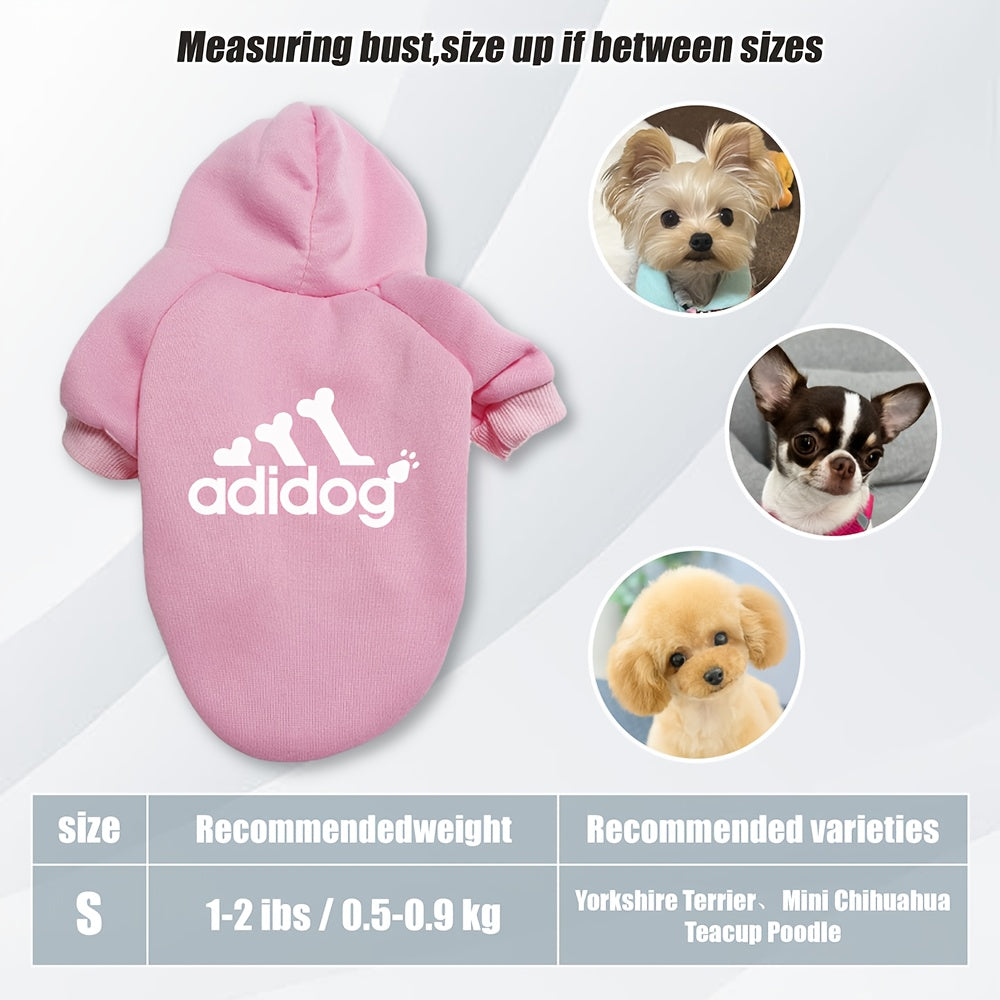Sweat à capuche doux et chaud pour chien S-2XL avec motif empreintes de pattes et os,