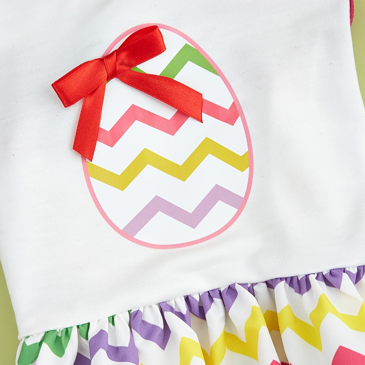 Robe de Pâques – Œufs, nœud rouge & volants – photo produit 3