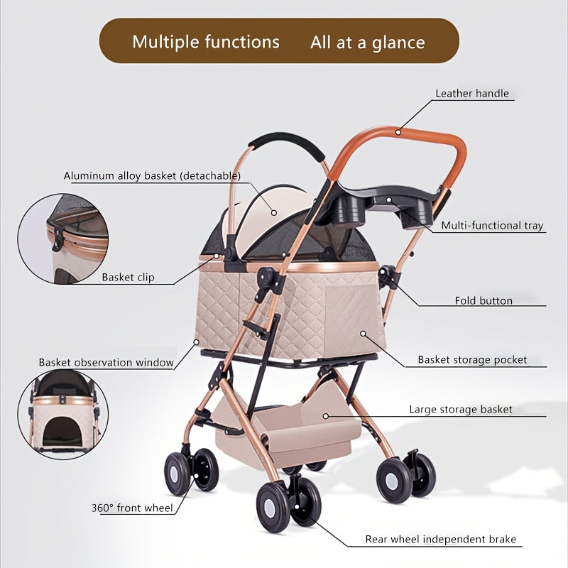 Poussette légère pliable – Petit chien & chat – photo produit 3