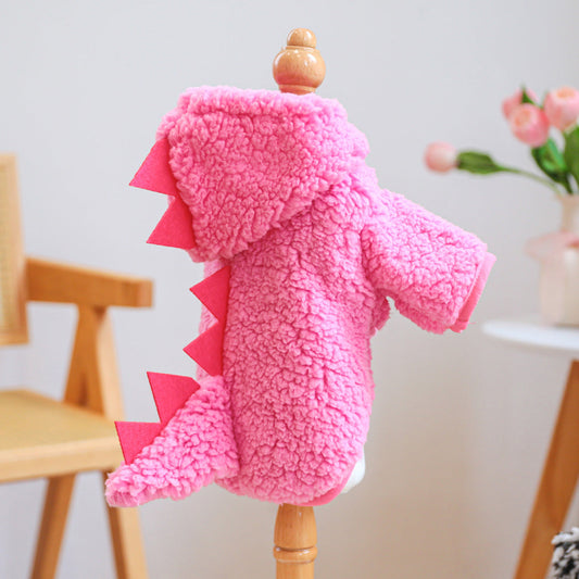 Sweat dinosaure rose – Doublé peluche – vue principale