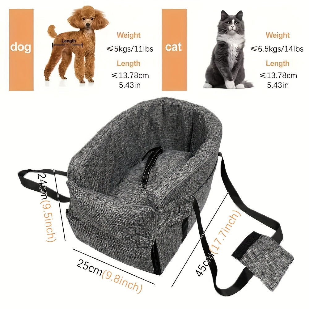 Pet Booster Seat For Cars, Dog Car Carrier With Safety Harness, Central Control Pet Nest, Portable Travel Vehicle Pet Bed