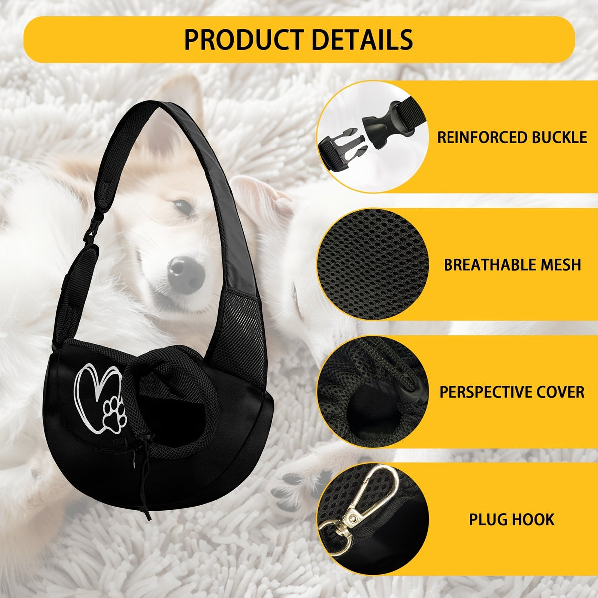 Sac bandoulière cœur & patte – Petit chien – photo produit 6