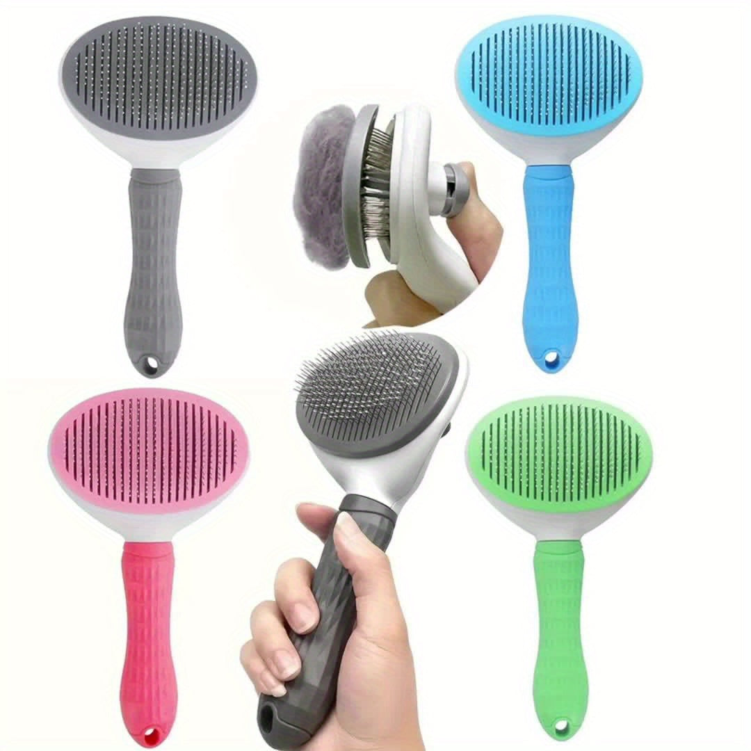 Brosse de toilettage pour chien, chat et lapins, conçue pour éliminer les poils morts. Elle est dotée d'un mécanisme autonettoyant adapté aux animaux à poils longs et à poils courts, diverses couleurs