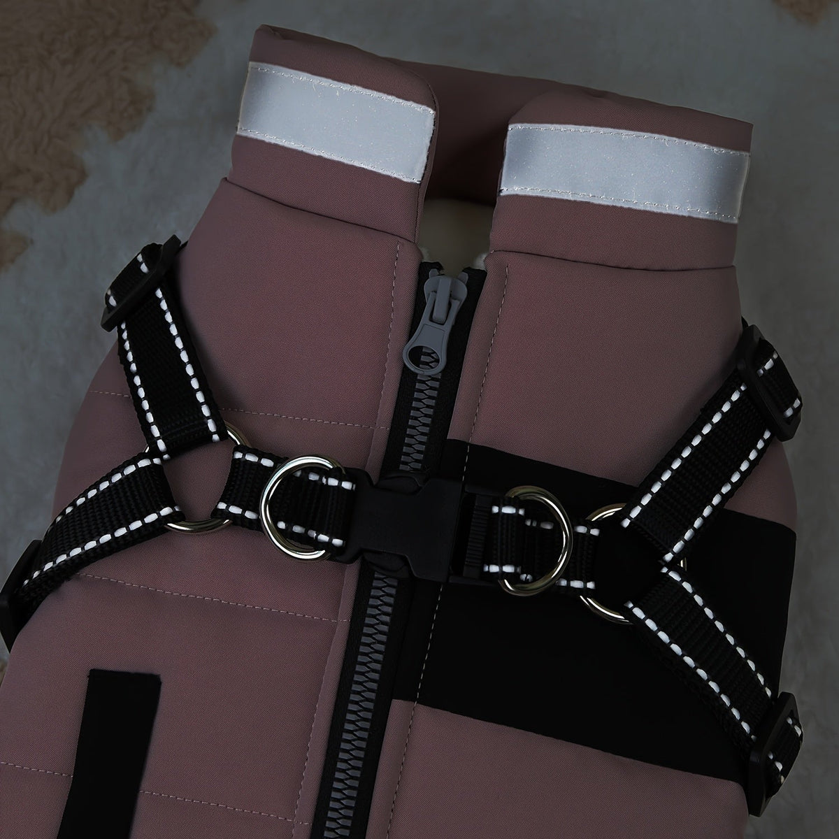 Manteau rembourré à col – Beige, rose ou bleu – photo produit 3