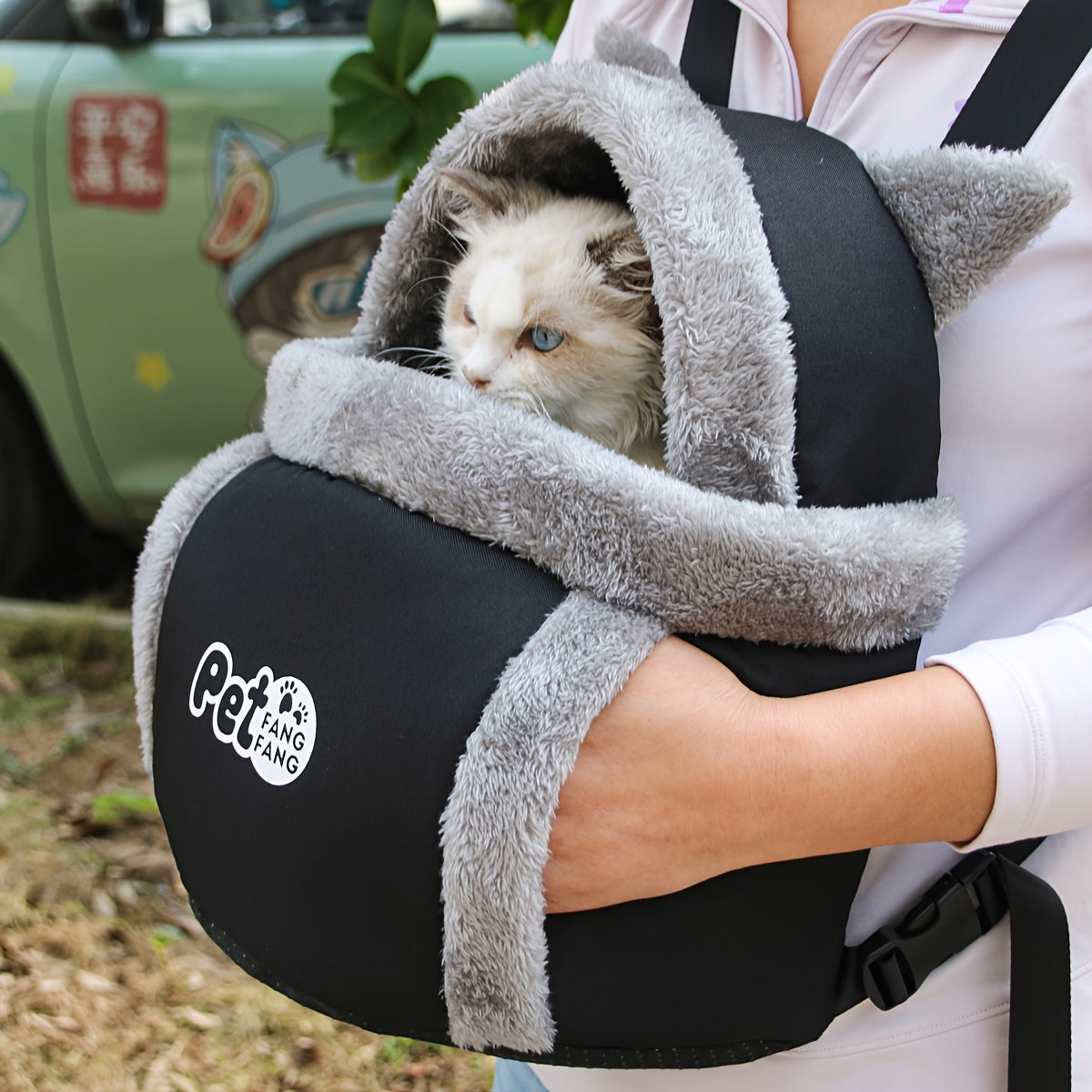 Sac de transport chaud avec harnais – Petit chien & chat – photo produit 2