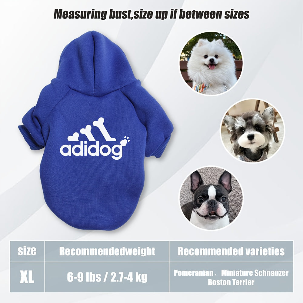 Sweat à capuche doux et chaud pour chien S-2XL avec motif empreintes de pattes et os,