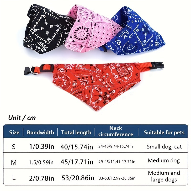 Stylish Adjustable 1pc Cashew Floral Graphic Triangle Dog Bandanas - Comfortable Pet Saliva Towel for Small and Medium Dogs and Cats - Pet Supplies