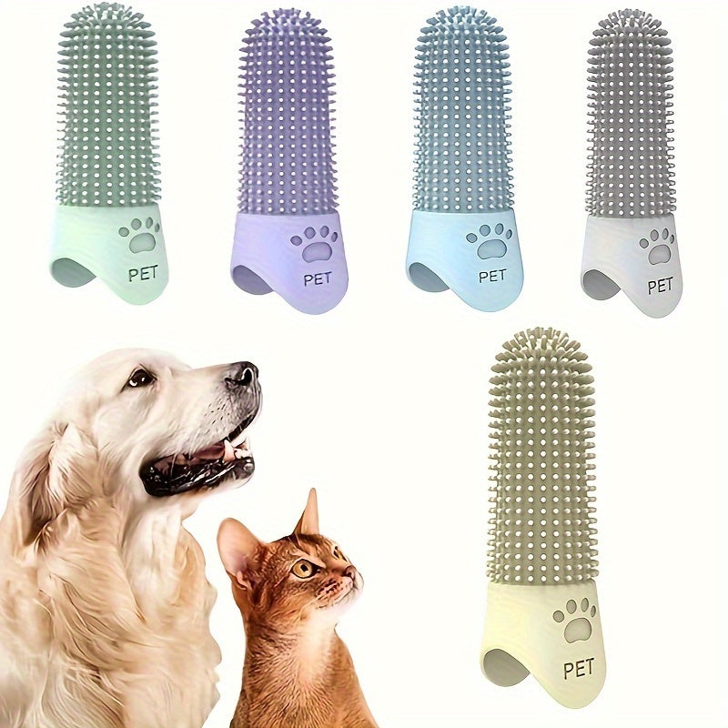 Brosse à dents pour animaux à 360°, brosse silicone, enfilable sur un doigt, lavable à la main, diverses couleurs