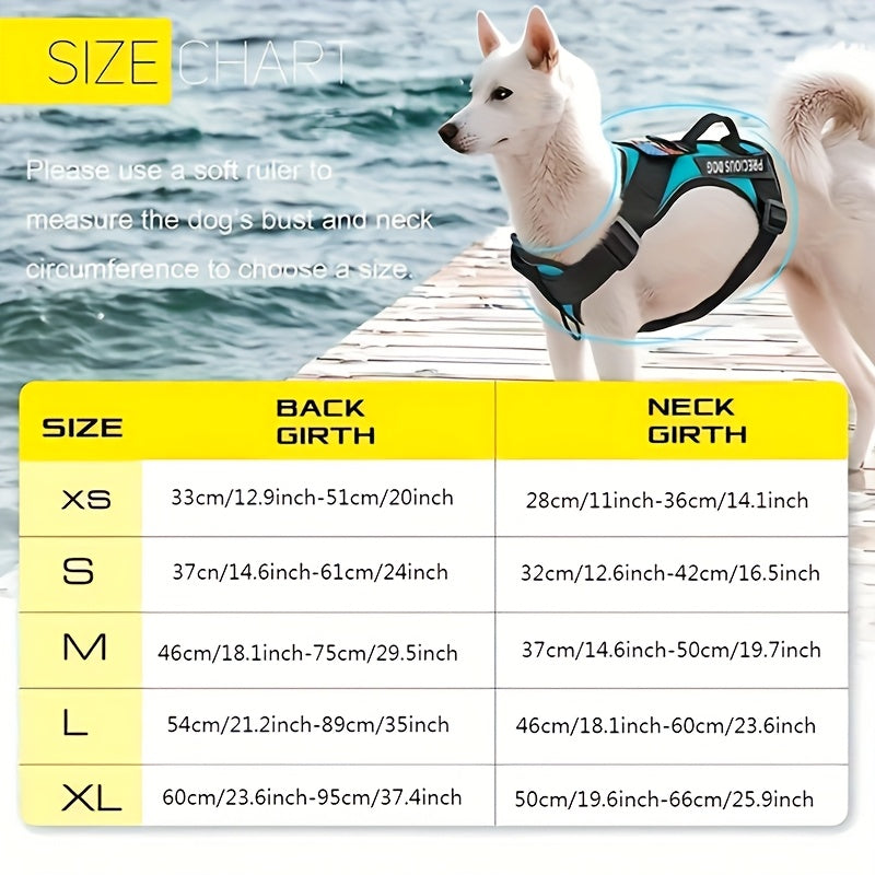 Service Dog Harness, Reflective Dog Vest Harness with 5pcs Patches, Adjustable Soft Oxford Pet Harness, Inner Layer Mesh, Easy to Control for Small Medium Large Dogs Random Buckle