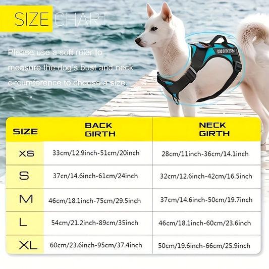 Service Dog Harness, Reflective Dog Vest Harness with 5pcs Patches, Adjustable Soft Oxford Pet Harness, Inner Layer Mesh, Easy to Control for Small Medium Large Dogs Random Buckle