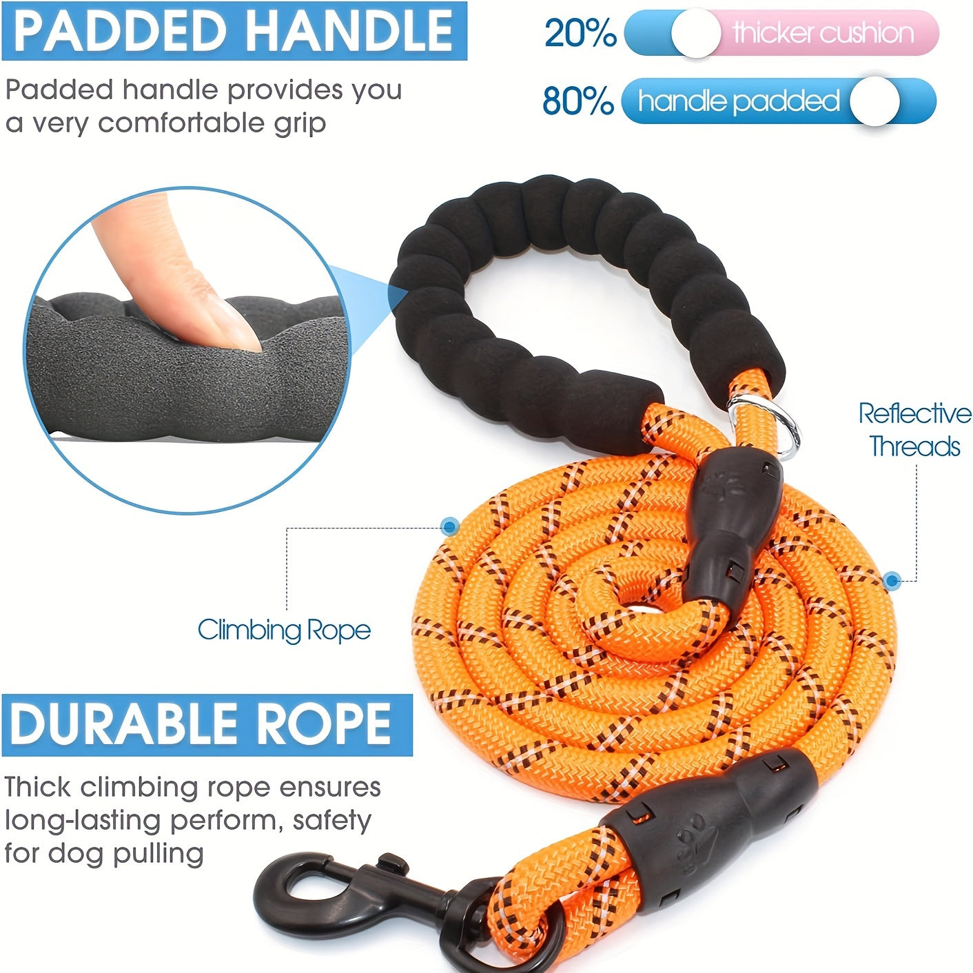 Dog Nylon Leash Lengthened And Reflective Round Rope Small And Medium Cats Dogs Leash Pet Traction Rope