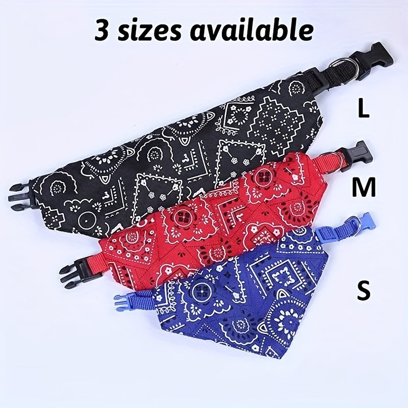 Stylish Adjustable 1pc Cashew Floral Graphic Triangle Dog Bandanas - Comfortable Pet Saliva Towel for Small and Medium Dogs and Cats - Pet Supplies