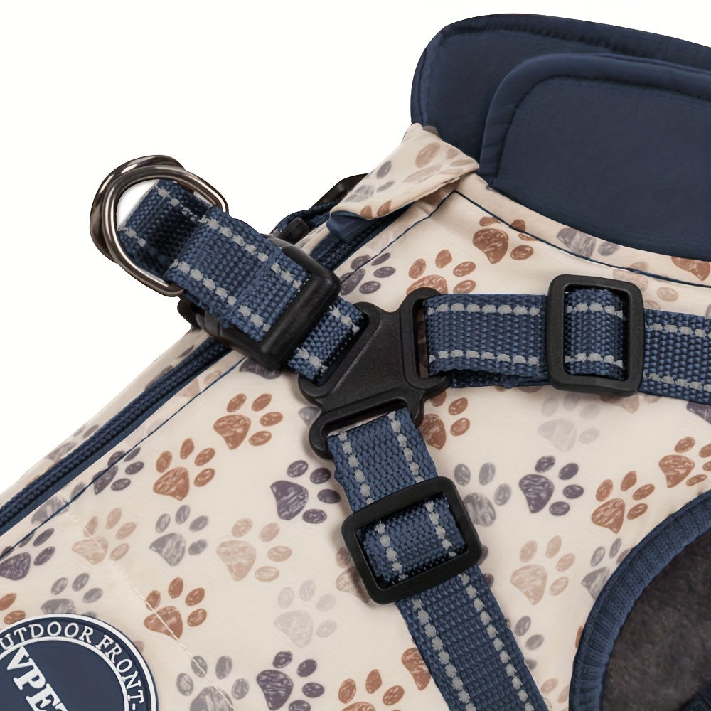 Manteau chaud avec harnais intégré – Motif pattes – photo produit 4