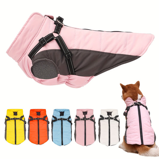 Manteau pour chien avec harnais intégré - bien chaud, bandes réfléchissantes, diverses couleurs