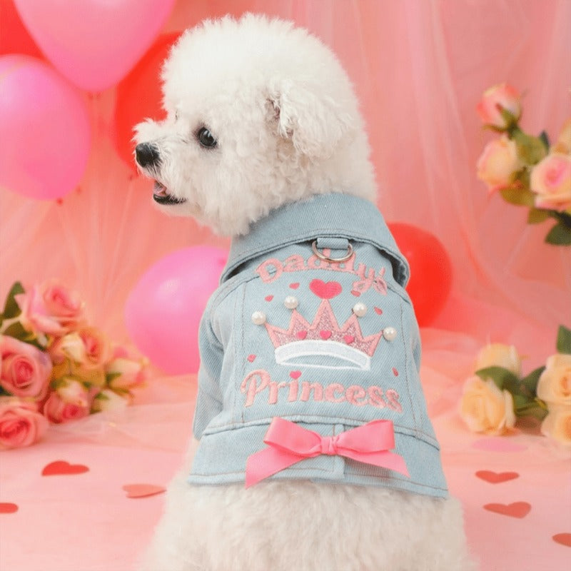 Veste en jean Daddy’s Princess – Couronne & perles – vue principale
