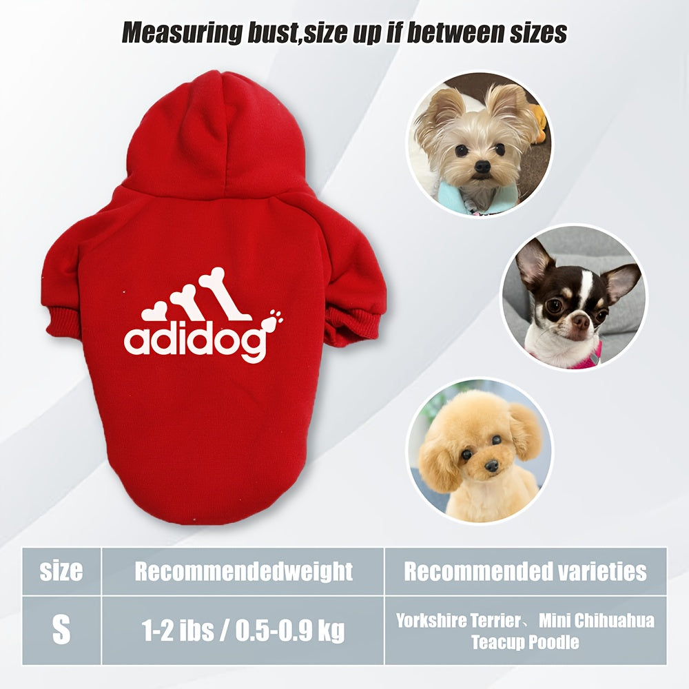 Sweat à capuche doux et chaud pour chien S-2XL avec motif empreintes de pattes et os,