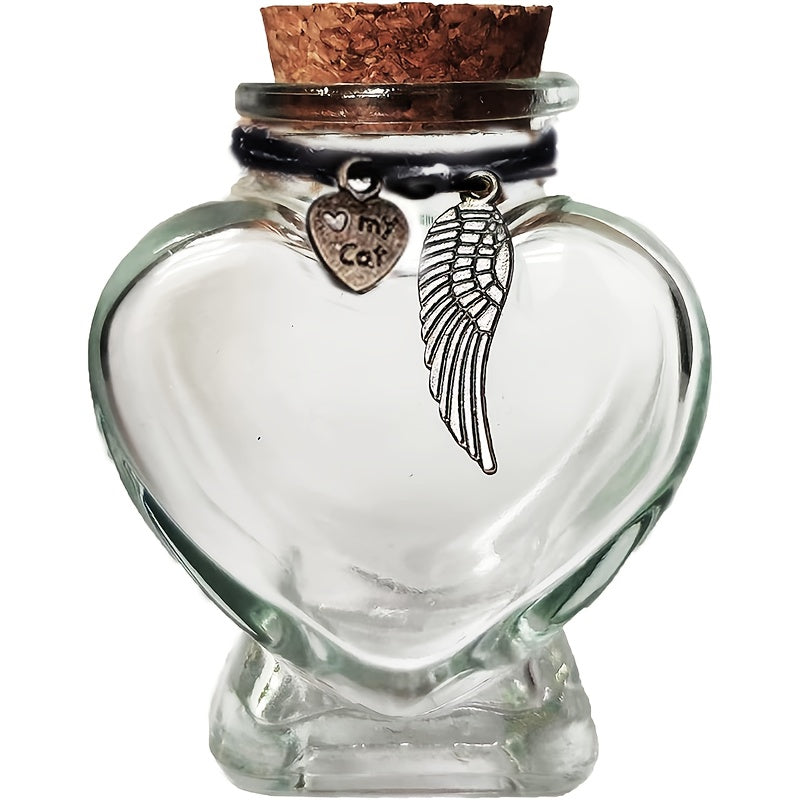 Bouteille commémorative en verre pour poils d'animaux en forme de cœur, diverses variantes