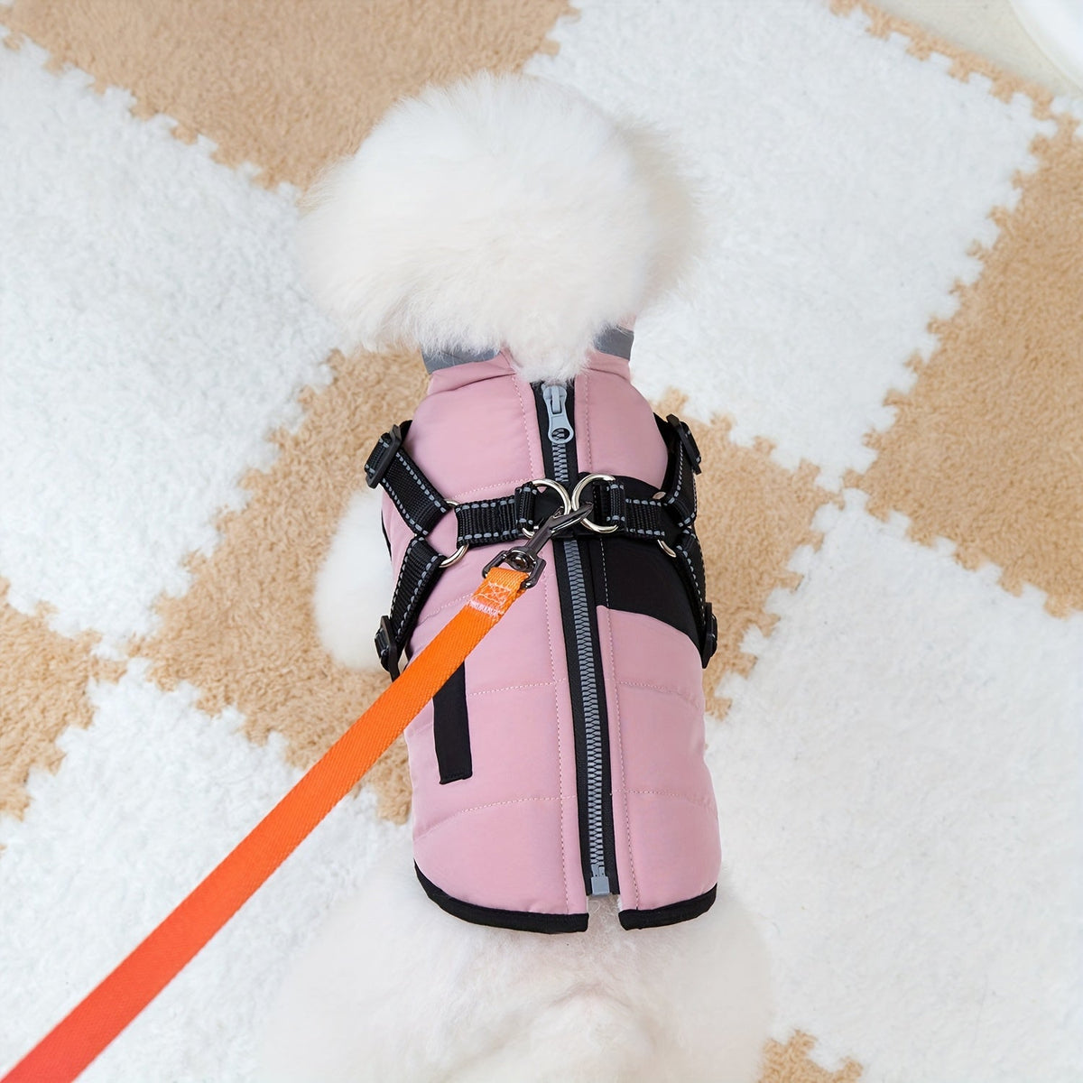 Manteau rembourré à col – Beige, rose ou bleu – photo produit 9