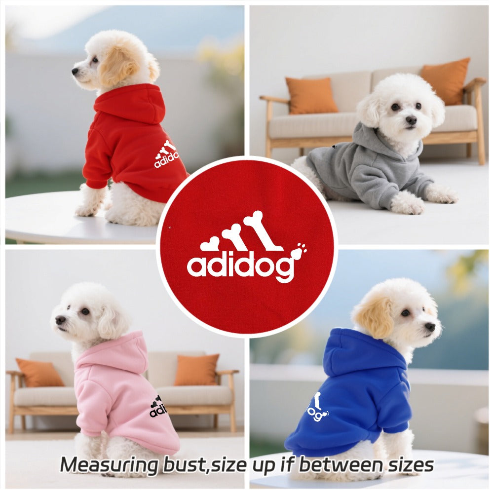 Sweat à capuche doux et chaud pour chien S-2XL avec motif empreintes de pattes et os,
