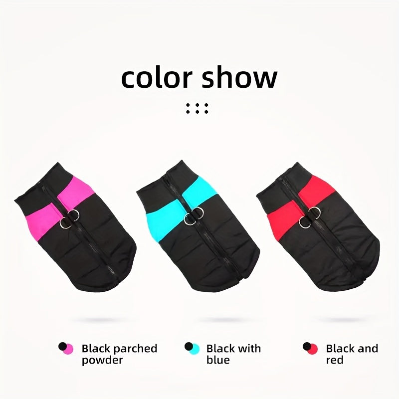 Veste imperméable d'hiver pour chien avec fermeture éclair et boucle pour laisse - Manteau chaud et coupe-vent pour animaux de compagnie de petite à grande taille - Idéal pour les activités de plein air par temps froid