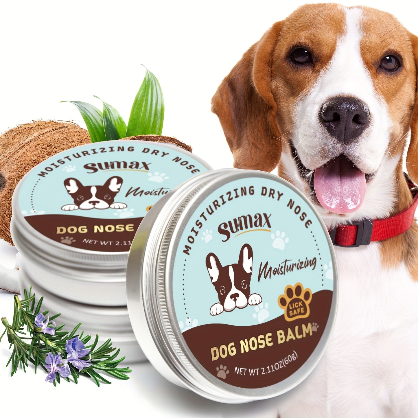 Baume pour pattes et truffe de chien à l'huile de coco - Hydratation intense grâce à la vitamine E et à l'huile de jojoba