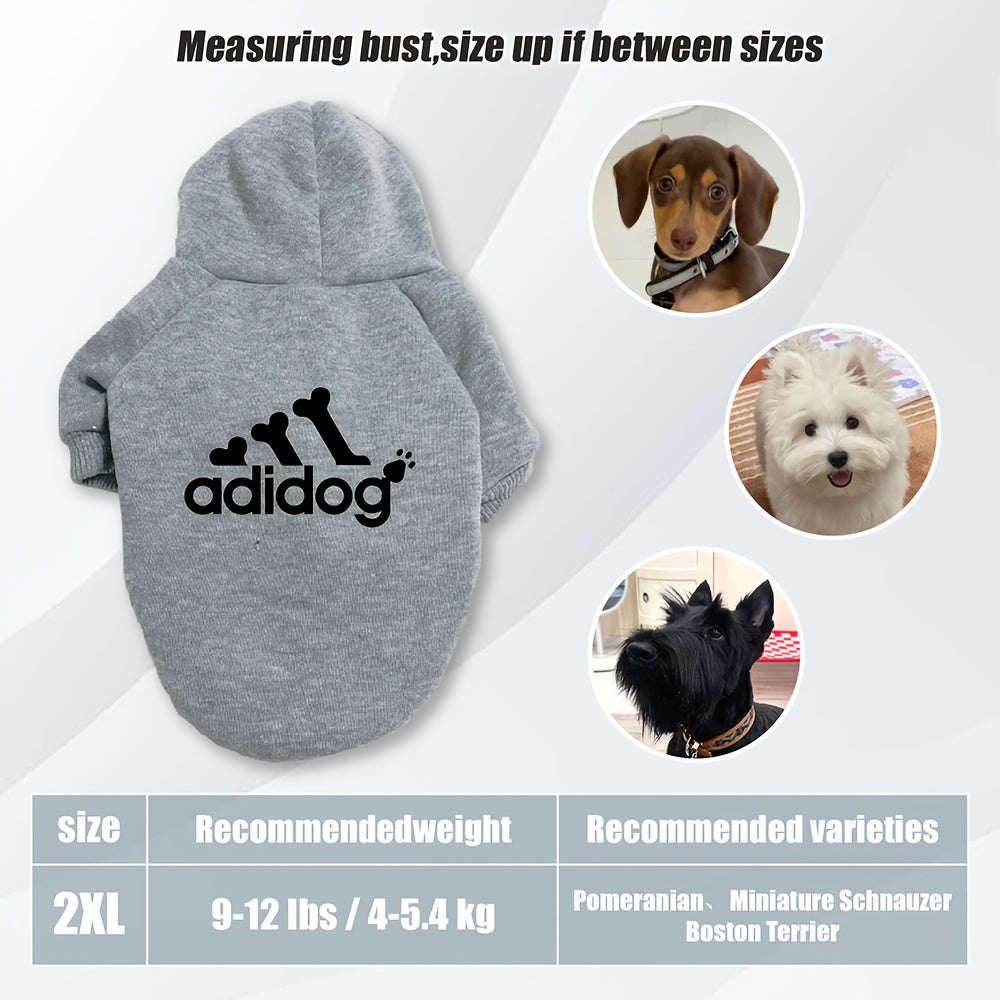 Sweat à capuche doux et chaud pour chien S-2XL avec motif empreintes de pattes et os,