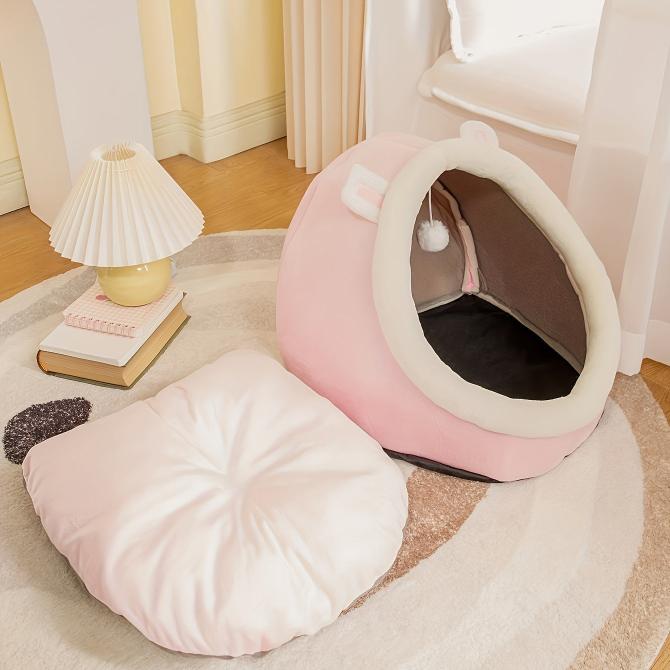1pc Pet Tent Soft Dog Bed Semi-Enclosed Cat Cave Bed Soft And Comfortable Pet House