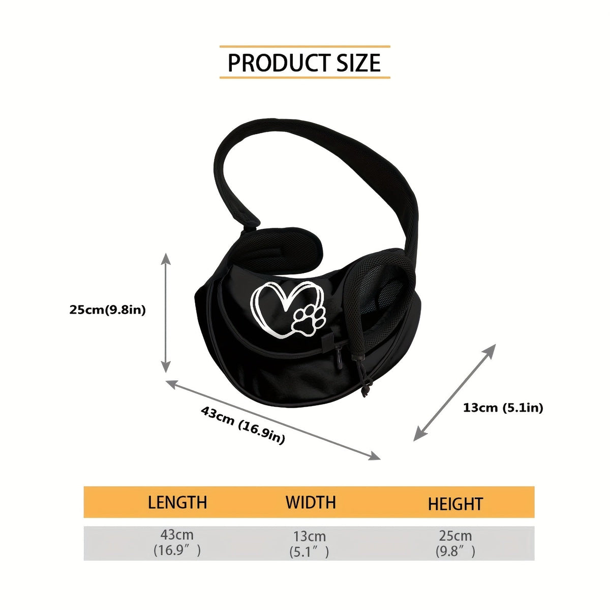 Sac bandoulière cœur & patte – Petit chien – photo produit 3