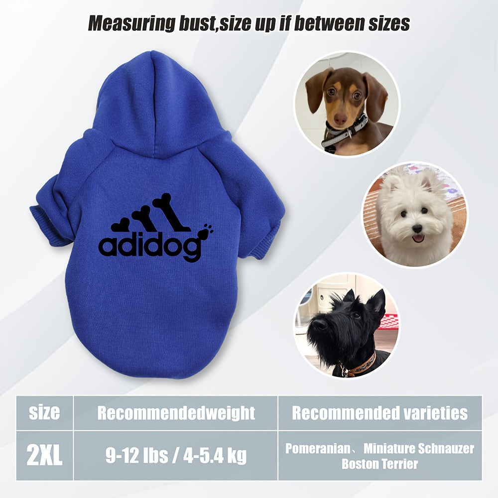 Sweat à capuche doux et chaud pour chien S-2XL avec motif empreintes de pattes et os,