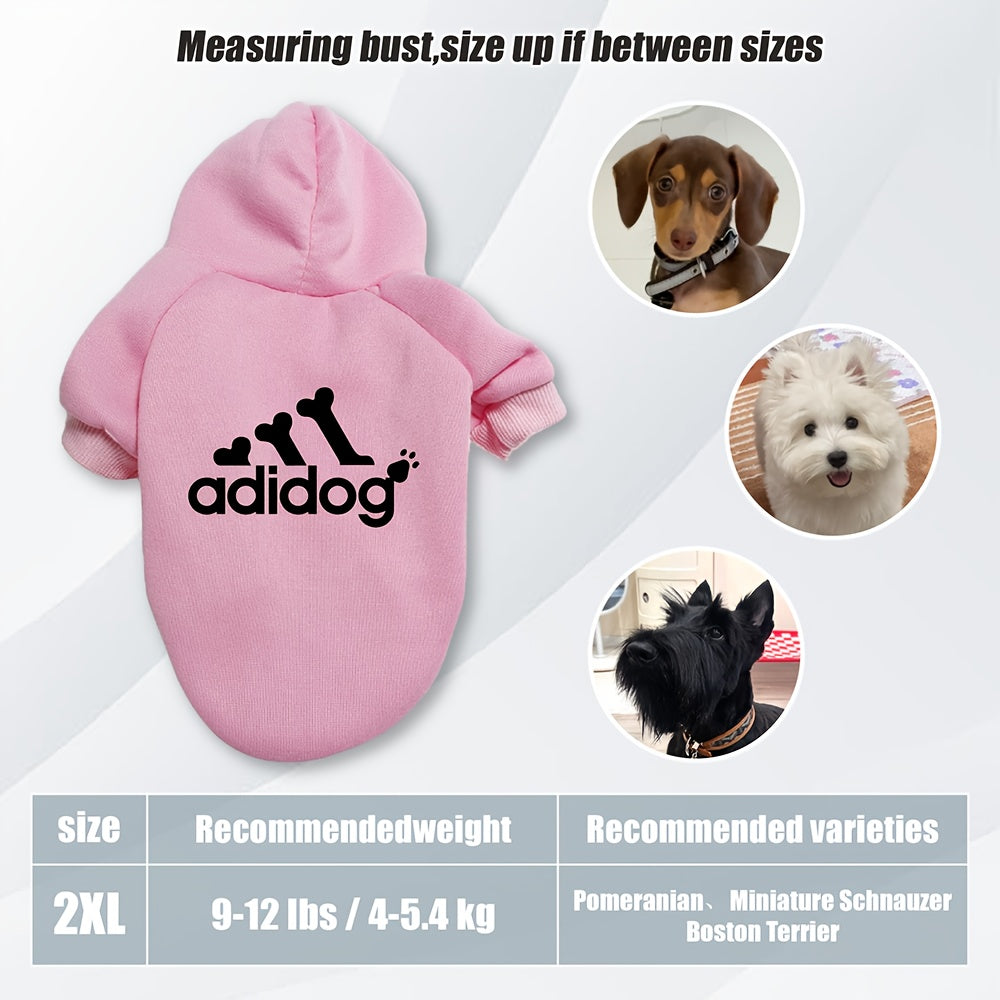 Sweat à capuche doux et chaud pour chien S-2XL avec motif empreintes de pattes et os,