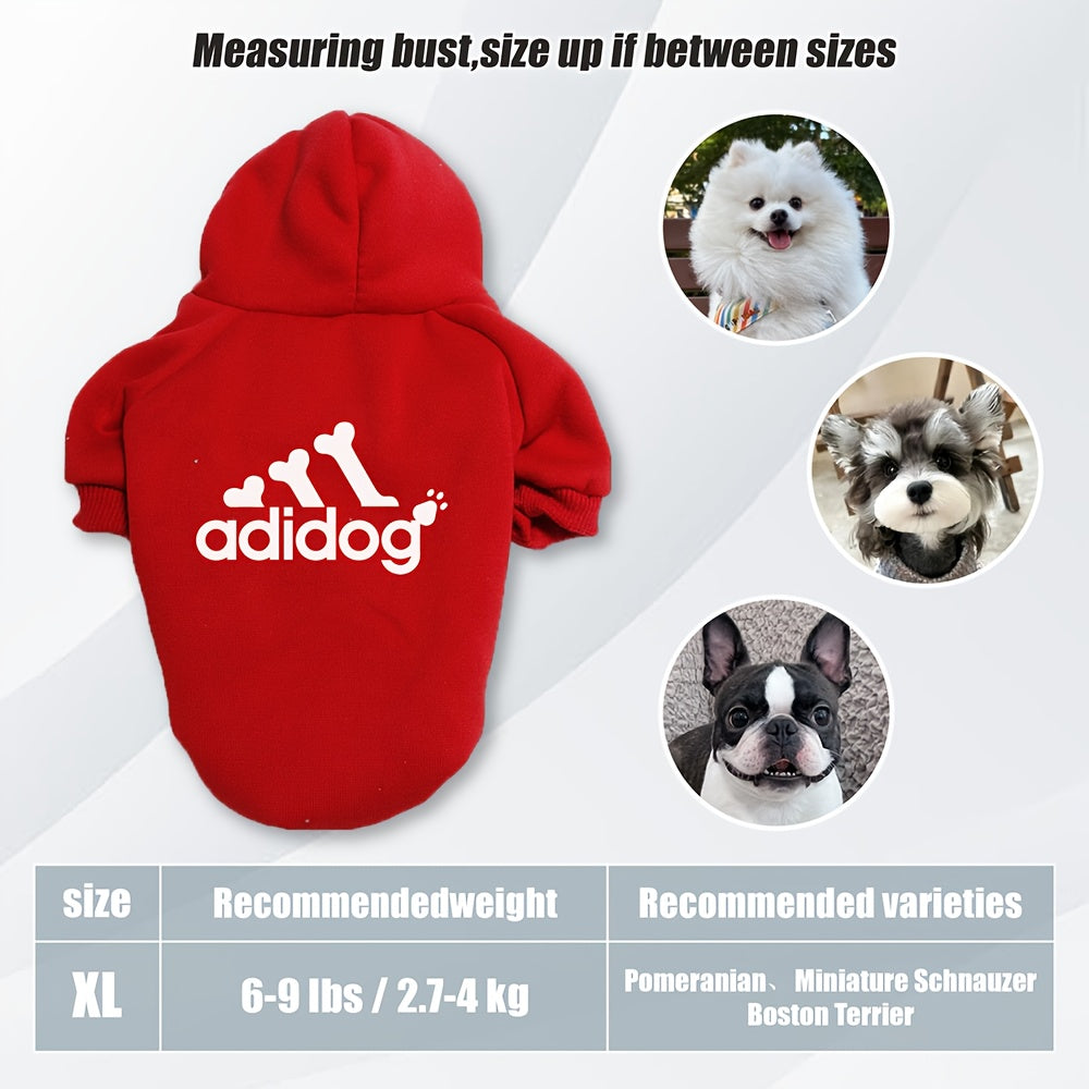 Sweat à capuche doux et chaud pour chien S-2XL avec motif empreintes de pattes et os,
