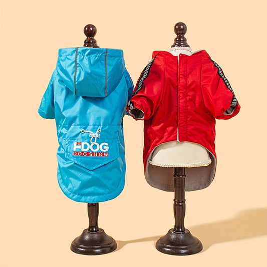 Veste coupe-vent pour chien, disponible en rouge et en bleu, parfait pour des journées à la mer