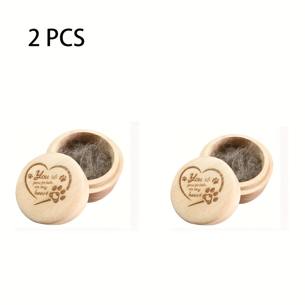 Boîte à souvenirs en bois de haute qualité avec empreinte de patte gravée, pour conserver les poils de votre fidèle compagnon disparu