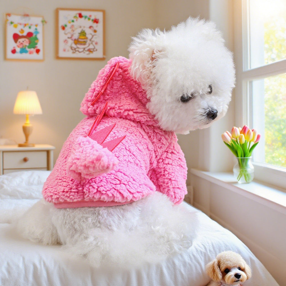 Sweat dinosaure rose – Doublé peluche – photo produit 4
