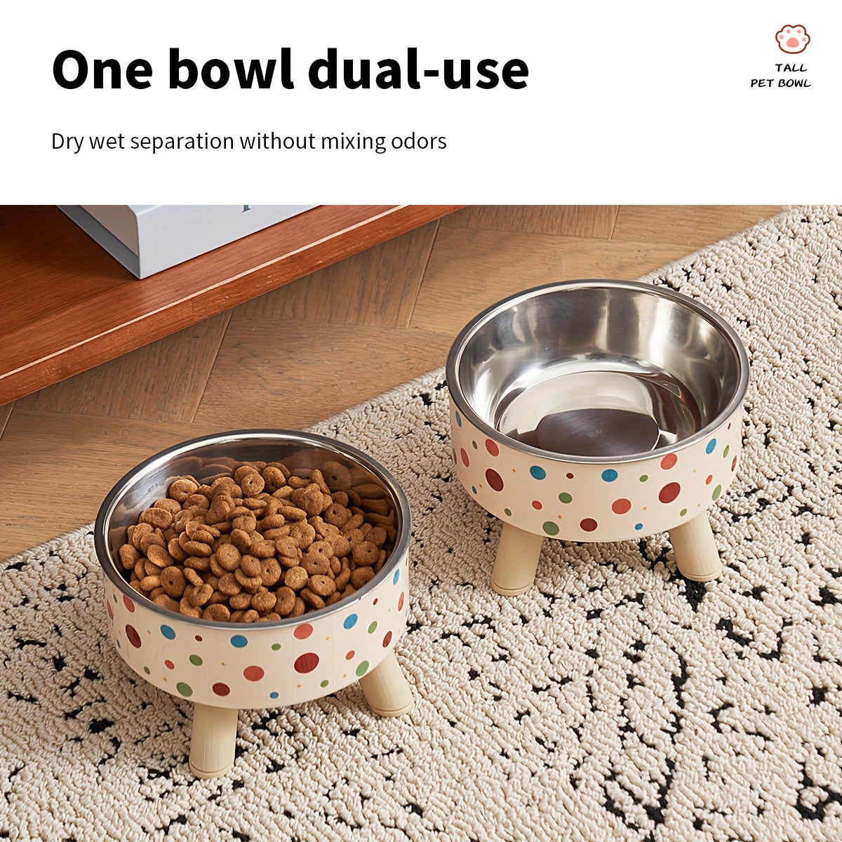 Gamelle surélevée à pois – Chien & chat – photo produit 5