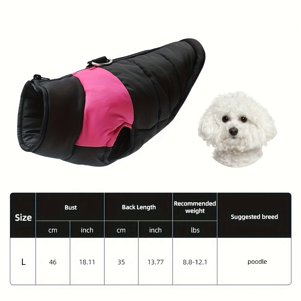 Veste imperméable d'hiver pour chien avec fermeture éclair et boucle pour laisse - Manteau chaud et coupe-vent pour animaux de compagnie de petite à grande taille - Idéal pour les activités de plein air par temps froid