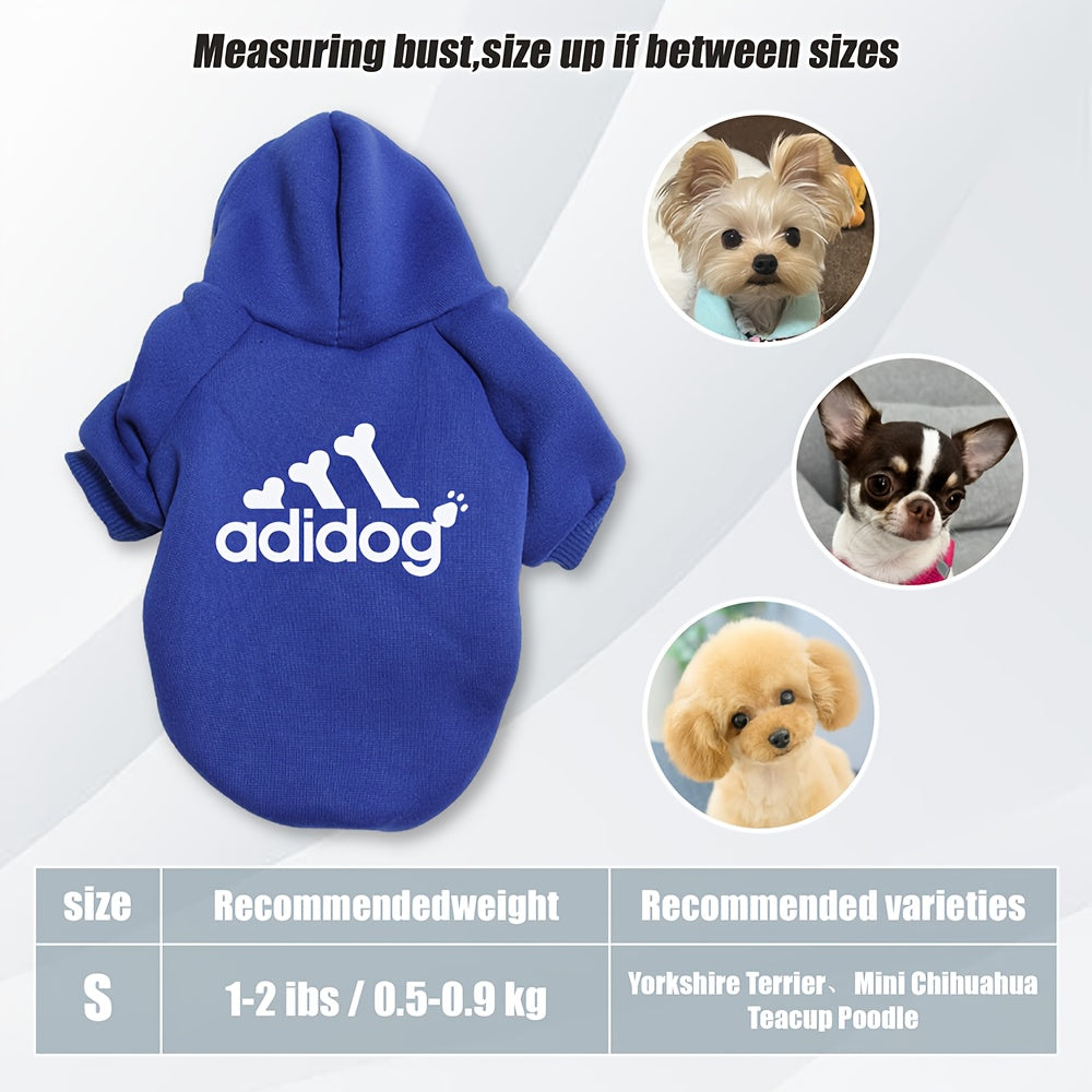 Sweat à capuche doux et chaud pour chien S-2XL avec motif empreintes de pattes et os,