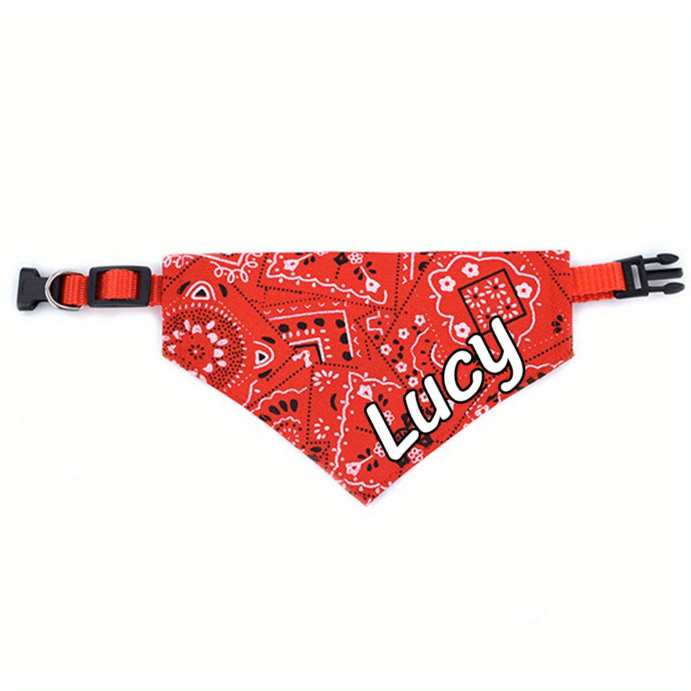 Bandana personnalisable et collier ajustable pour chien - Nom personnalisé, fermeture à pression, plusieurs couleurs disponibles : rose, noir, rouge et bleu