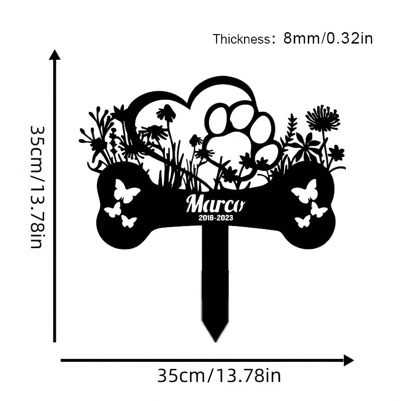 Piquet commémoratif os, papillons & fleurs – Personnalisable – photo produit 3