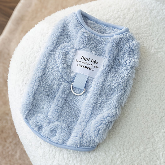 Pull en polaire douillet pour chien, motif mignon, anneau intégré pour les sorties, diverses couleurs