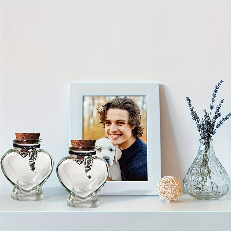 Bouteille commémorative en verre pour poils d'animaux en forme de cœur, diverses variantes